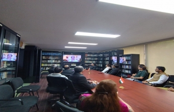 On the occasion of the 154th Birth Anniversary of Mahatma Gandhi, virtual narration of 'Mahatma Gandhi's Transformational Leadership - An Inspiration for World Peace' by Dr. Shobhana Radhakrishna was screened in the Embassy of India Caracas in presence of all the officials of the Mission.